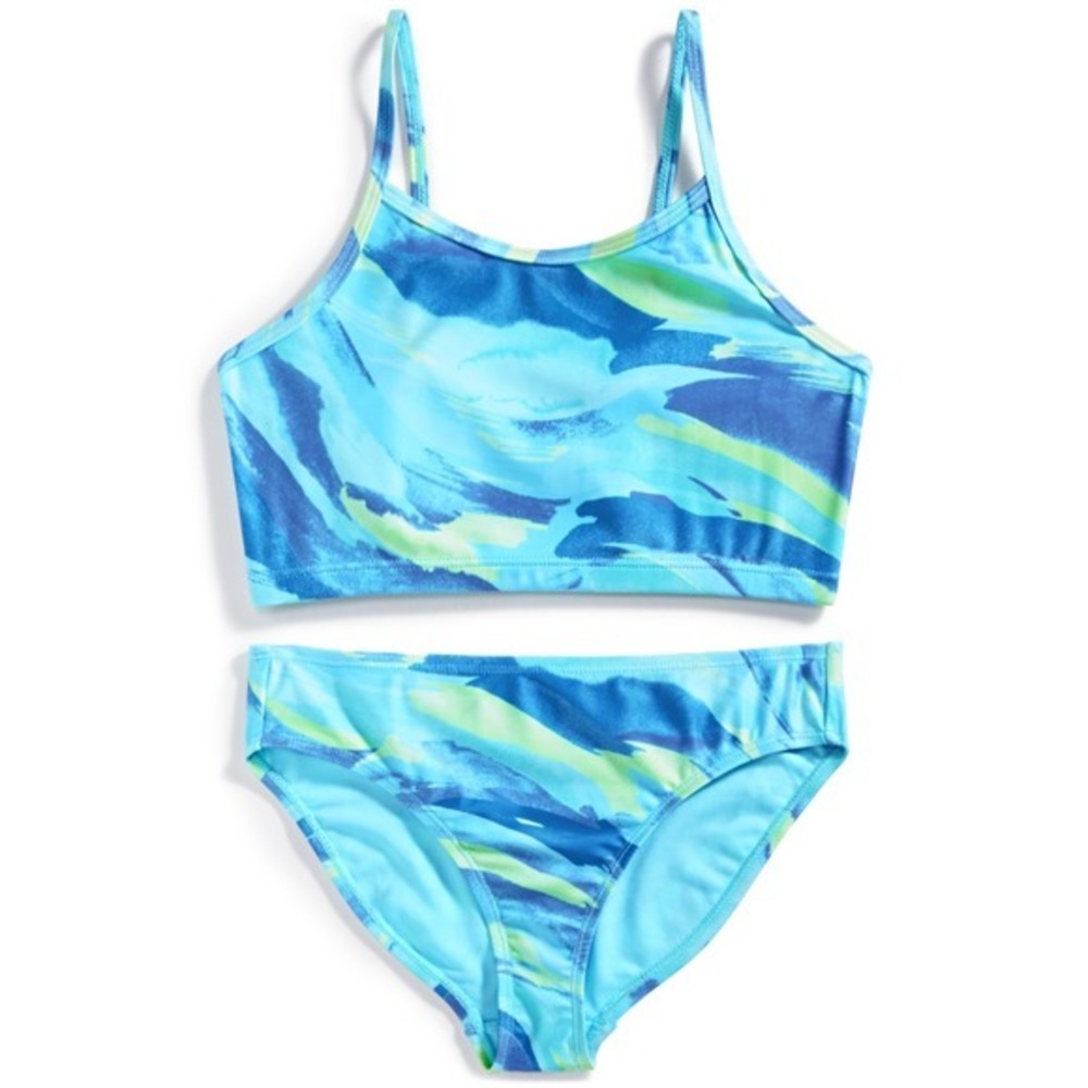 Ideology Big Girls Brushstroke Bikini‎ Sleeveless 2Pc Swimsuit - Blue - Size L
